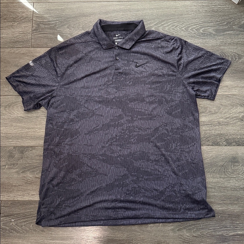 Nike Charcoalish Navy Patterned Polo Shirt